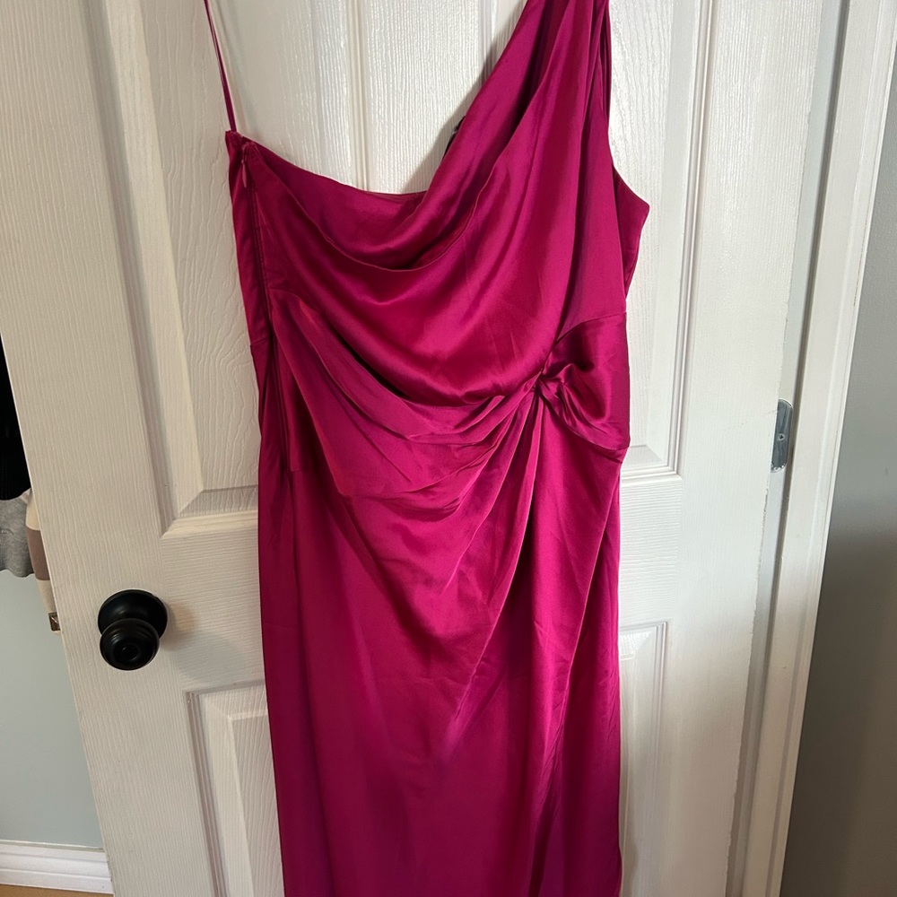 Abercrombie & Fitch Pink Asymmetrical Ruched Cocktail Dress